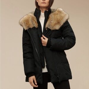 Women's Black Faux Fur Trim Parka